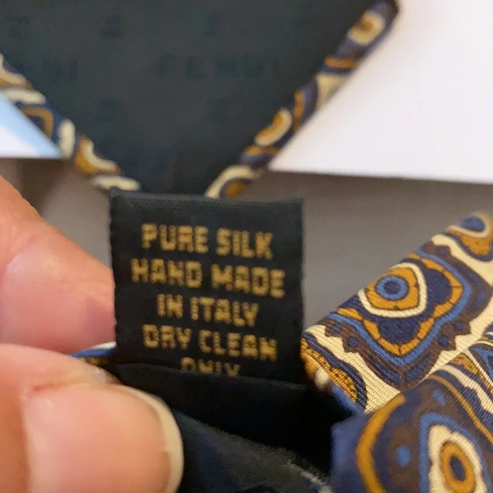 VTG Fendi Silk Tie Frame Pattern Handmade Italy